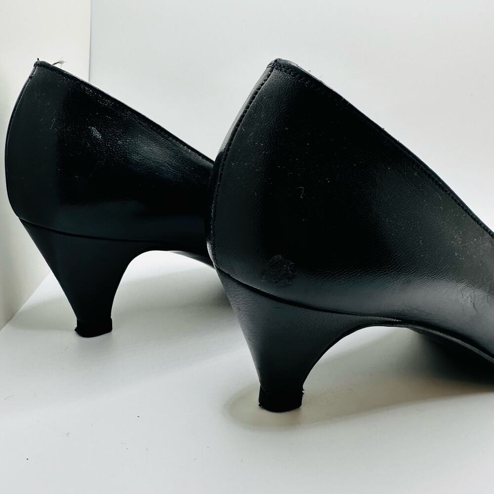 Vintage Bruno Magli Black and Gold Heeled Slides - Picture 7 of 9